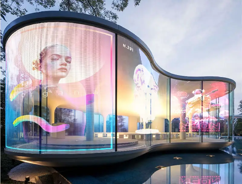 LED Film Screen Application scenario - glass curtain wall